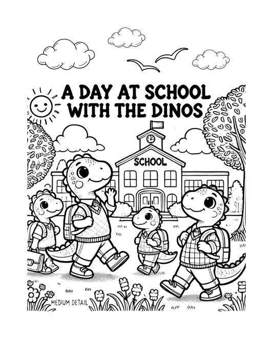A Day At School With The Dinos: A Coloring Book