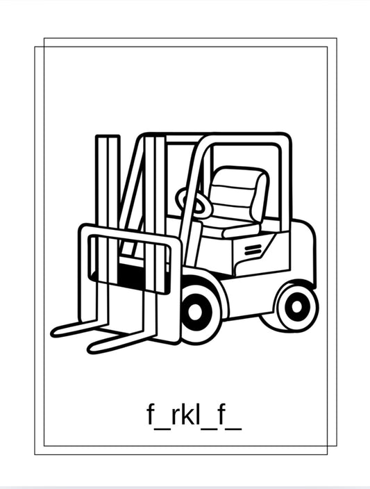 On The Move: Vehicle Coloring Book #2: Missing Letter