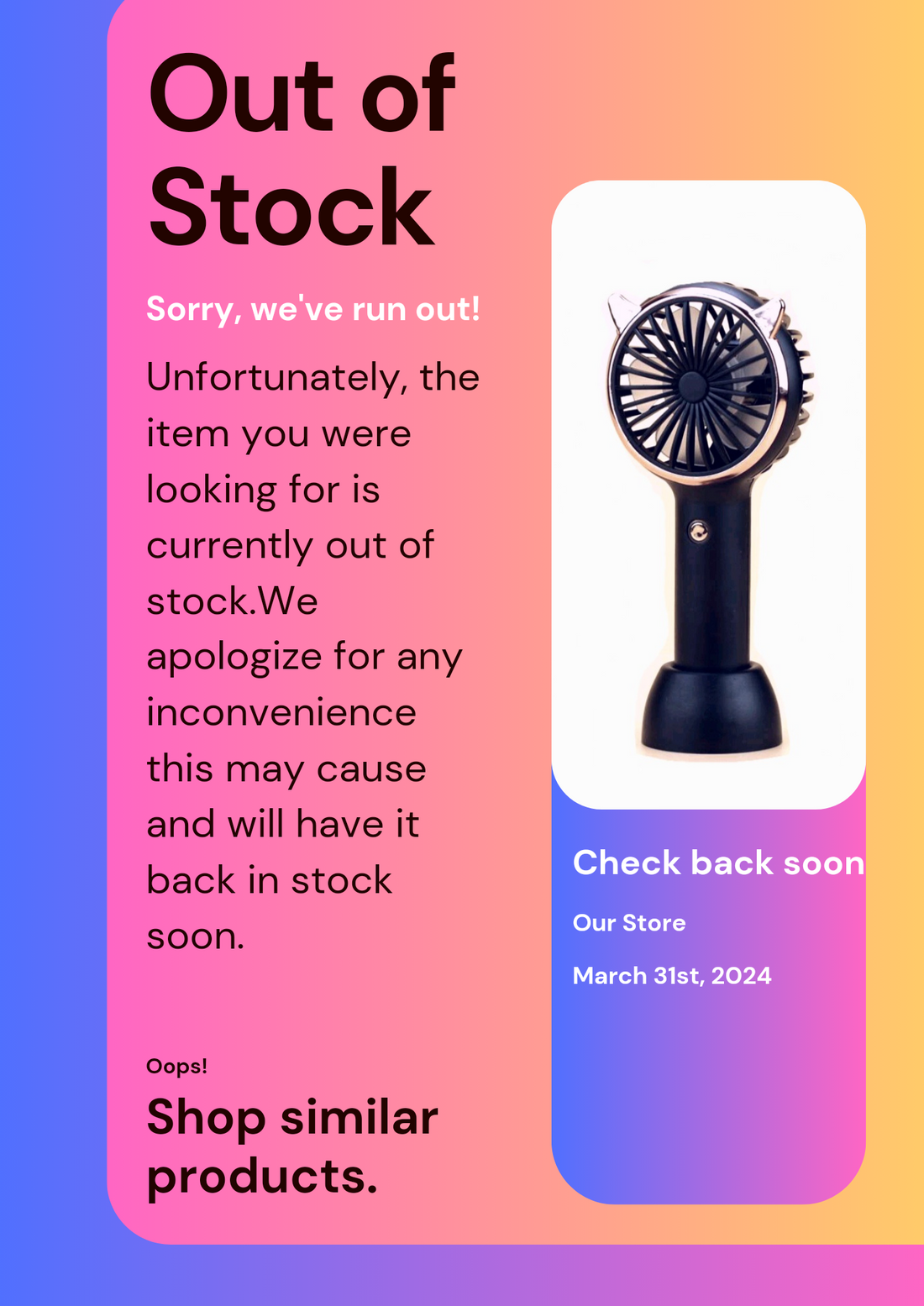 Out of Stock Notice!