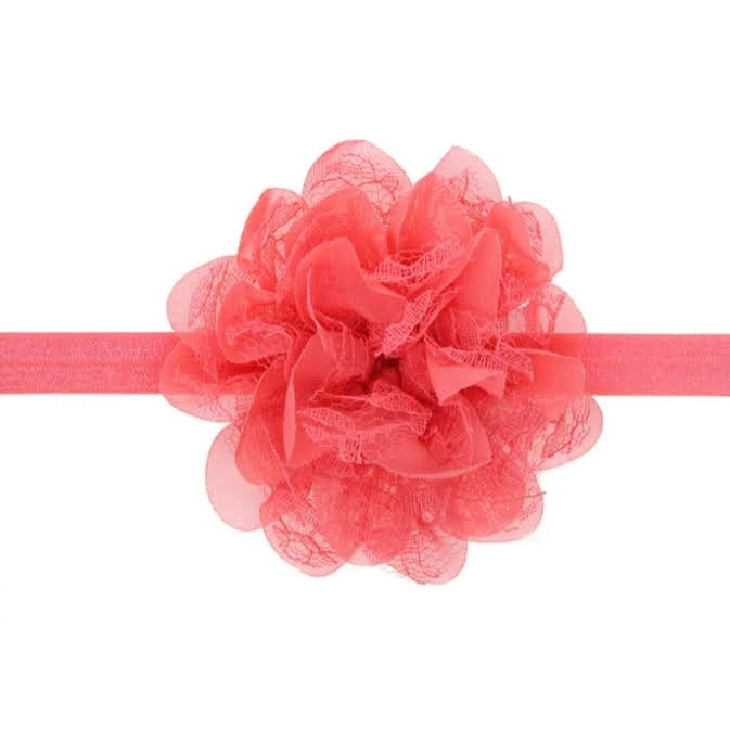 CORAL LACE FLOWER HEADBAND