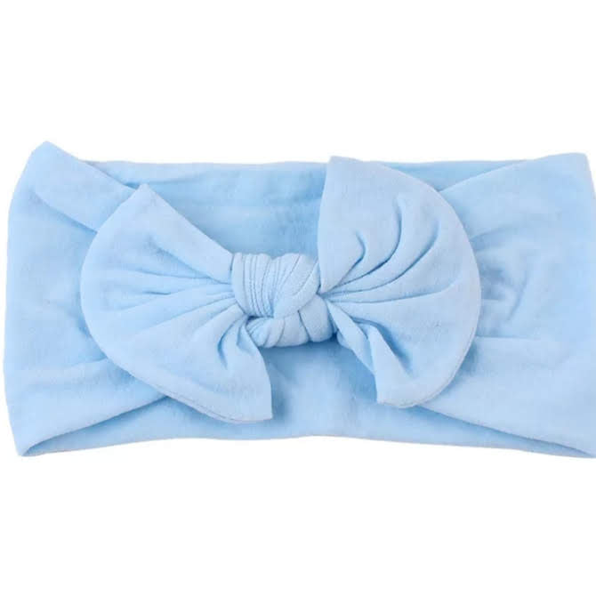 BABY BLUE SILKY BLISS BOW HEADBAND