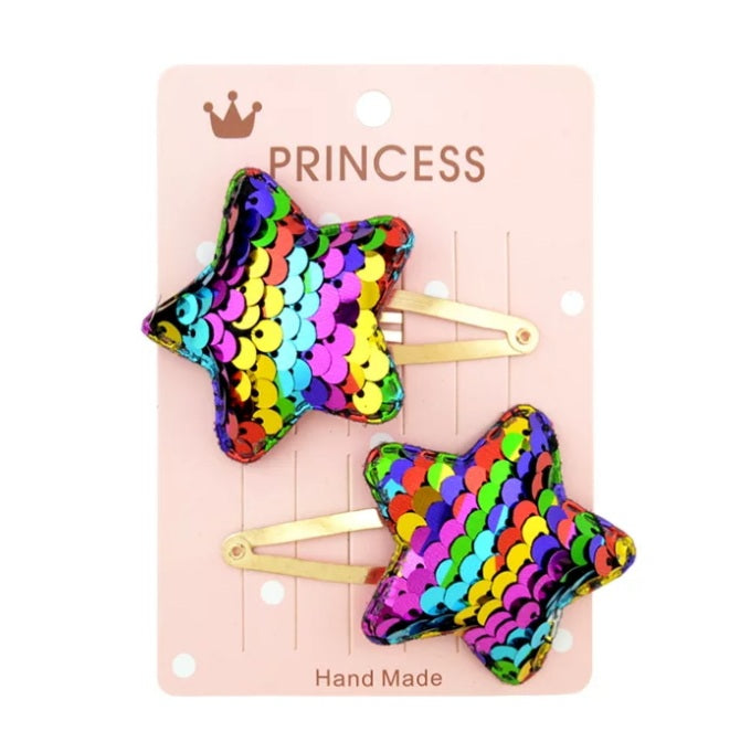 RADIENT RAINBOW STAR HAIR CLIP SET