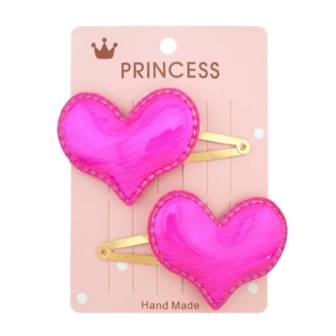 PINK HEART HOLOLOVE HAIR CLIPS