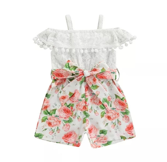 LACED ROSE PRINT ROMPER