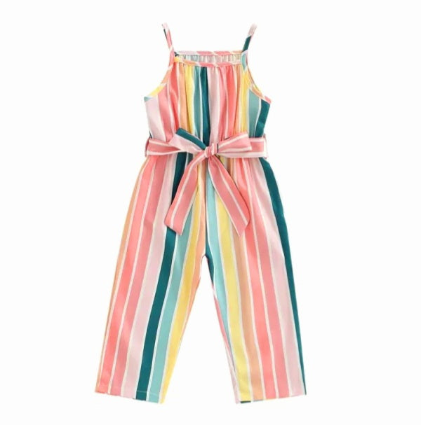 CANDY COLOR STRIPE  LONG JUMPSUIT