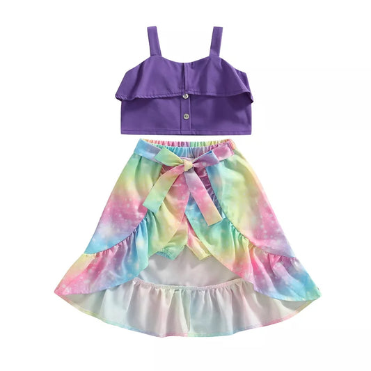 COTTON CANDY TIE DYE VIBE RUFFLE SKIRT SET