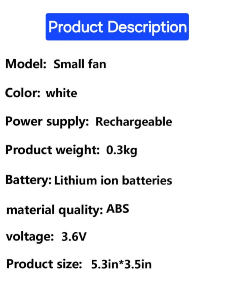 SPACEMAN ELECTRIC RECHARGEABLE FAN