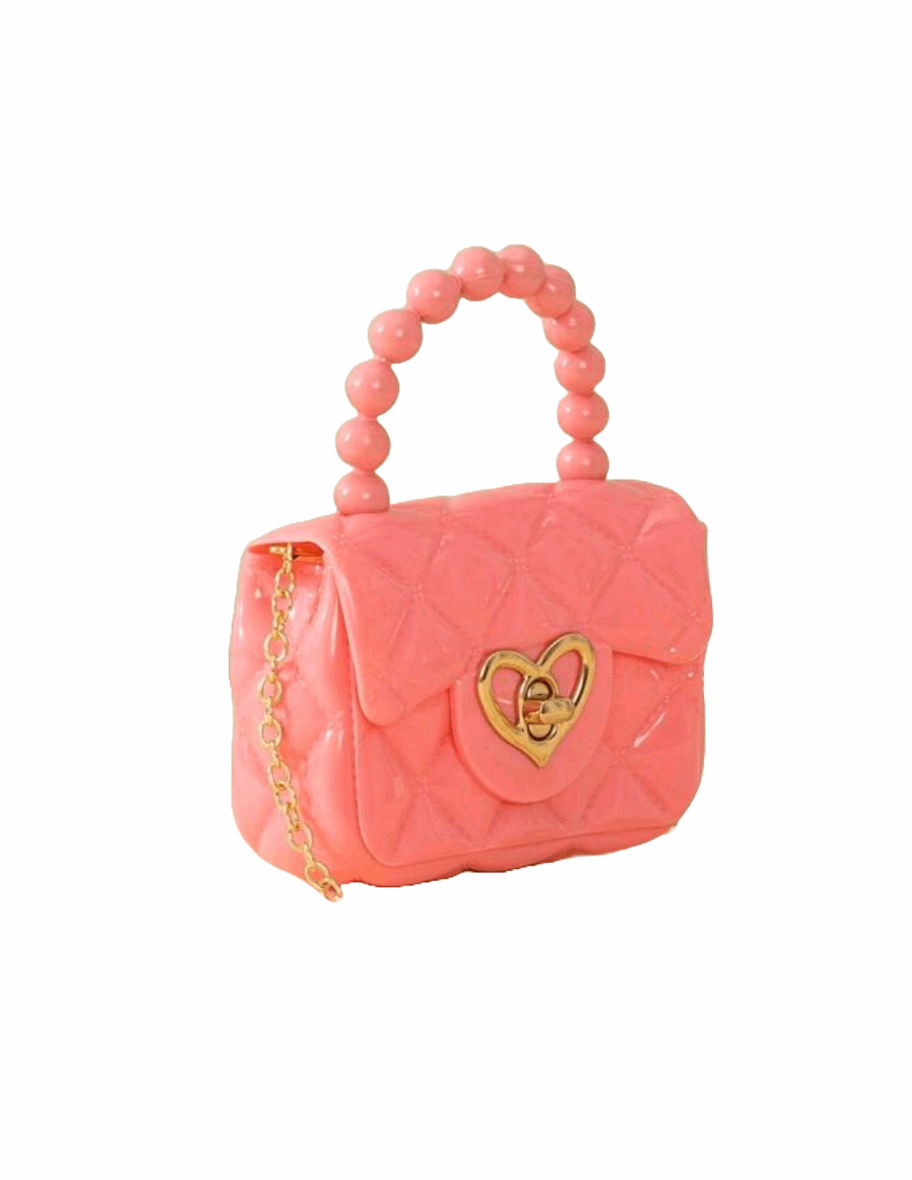 GLAM CORAL PINK BEADED HANDBAG