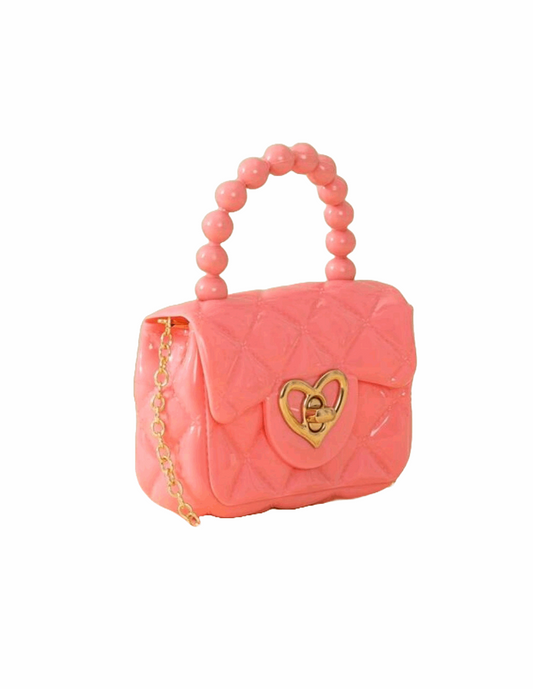 GLAM CORAL PINK BEADED HANDBAG