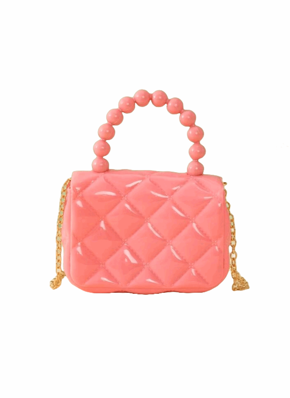 GLAM CORAL PINK BEADED HANDBAG