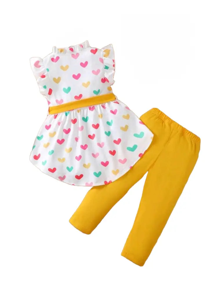 Cute Sunny Heart Rainbow Leggings Set Outfit Set