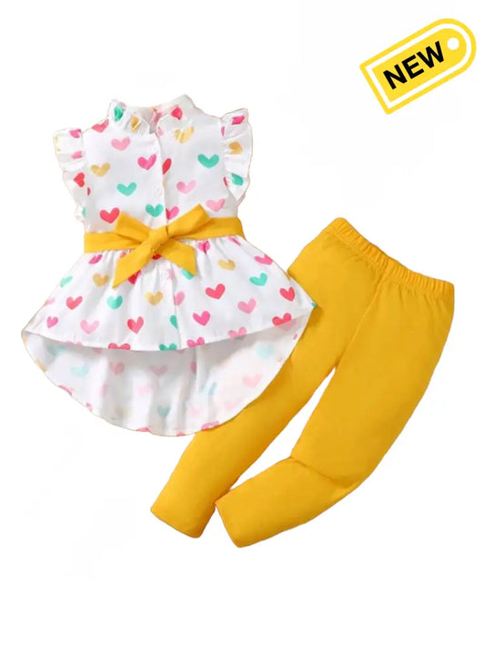 Cute Sunny Heart Rainbow Leggings Set Outfit Set