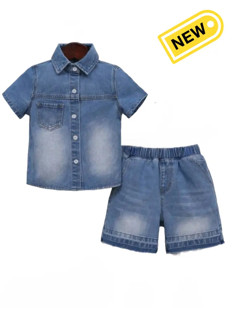 Denim Stone Wash Boys Set Outfit Set