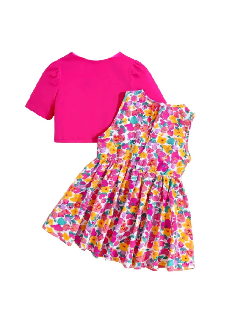 Floral Charm Dress/W Pink Bolero Floral Outfit Set