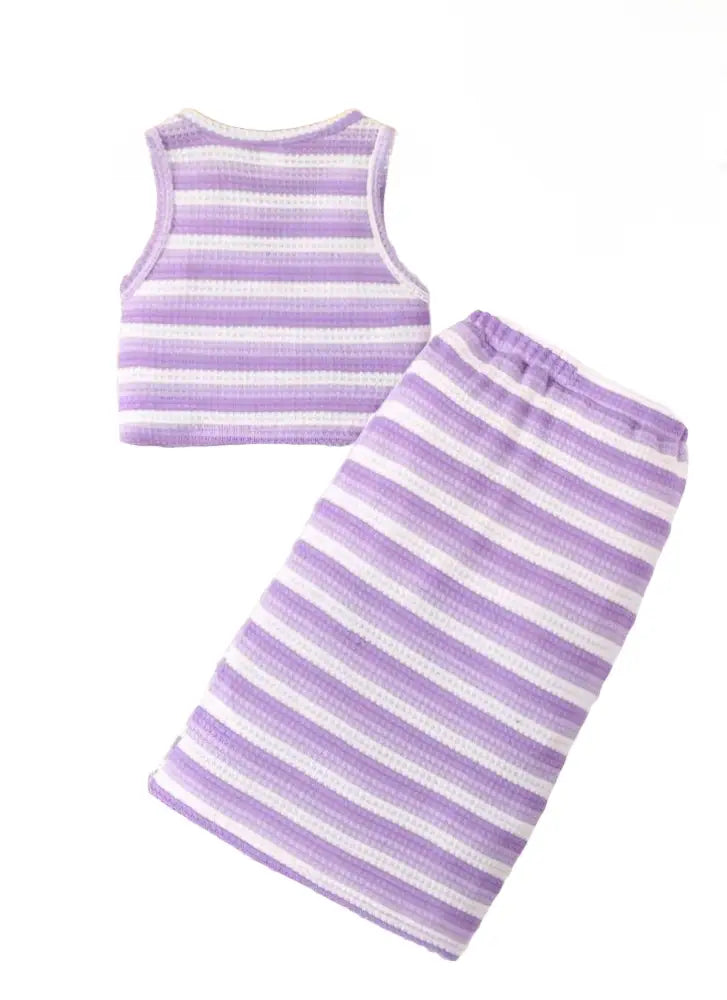 Lavender Stripe Loungewear Set Outfit Set