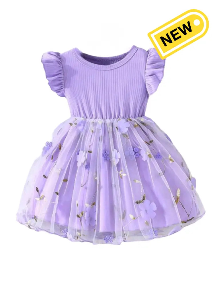 Lilac Dream Princess Floral Dress One Piece