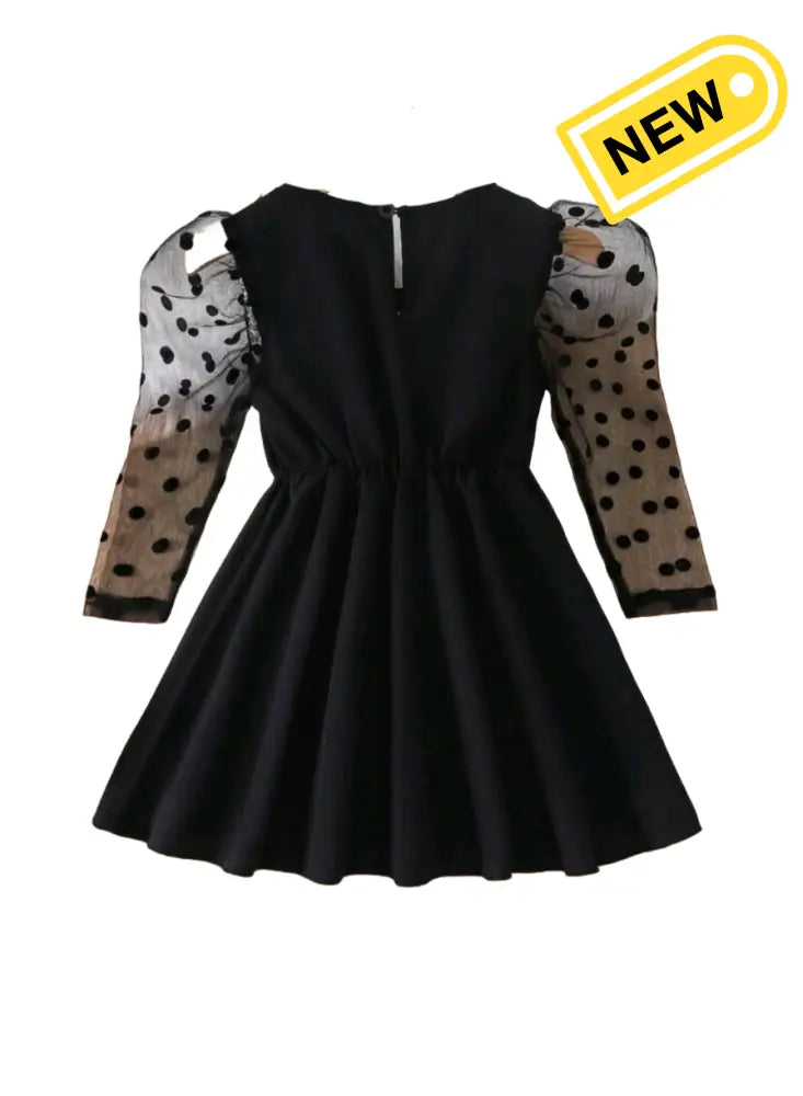 Polka Dot Princess Puff Sleeve Dress Dresses