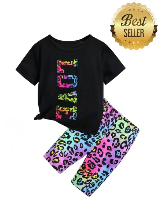 Rainbow Leopard Love 2-Piece Set Outfit Set