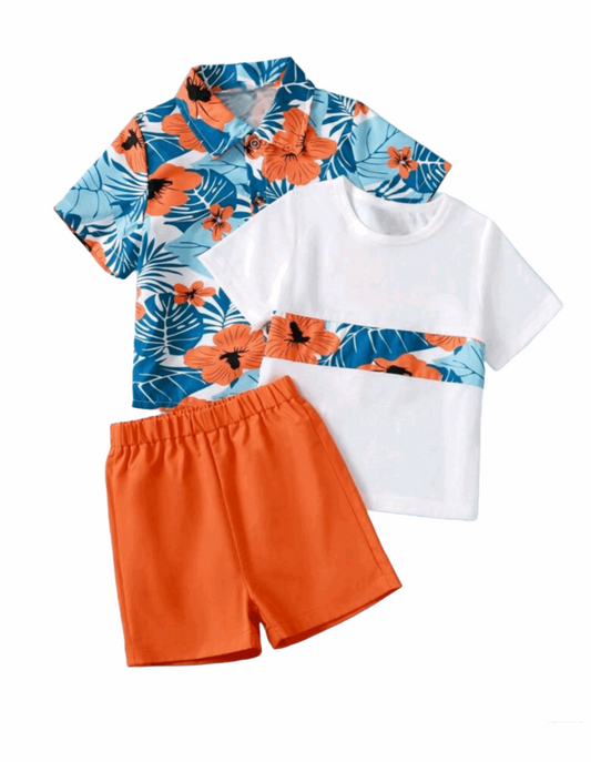 TROPICAL PRINT SUMMER OUTFIT SET