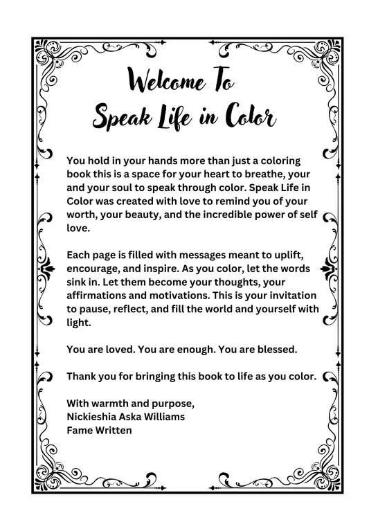 Speak Life in Color:A Coloring Book
