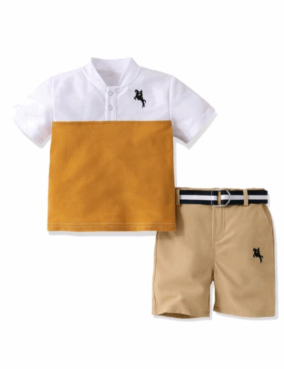 CLASSIC MUSTARD POLO & SHORTS SET