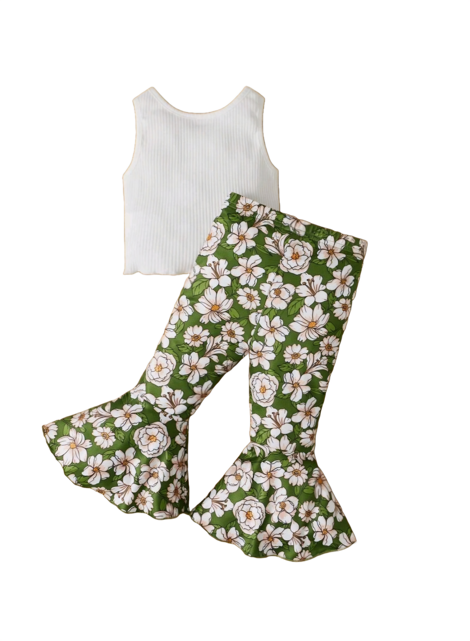 Floral Flare Pants Set Outfit Set