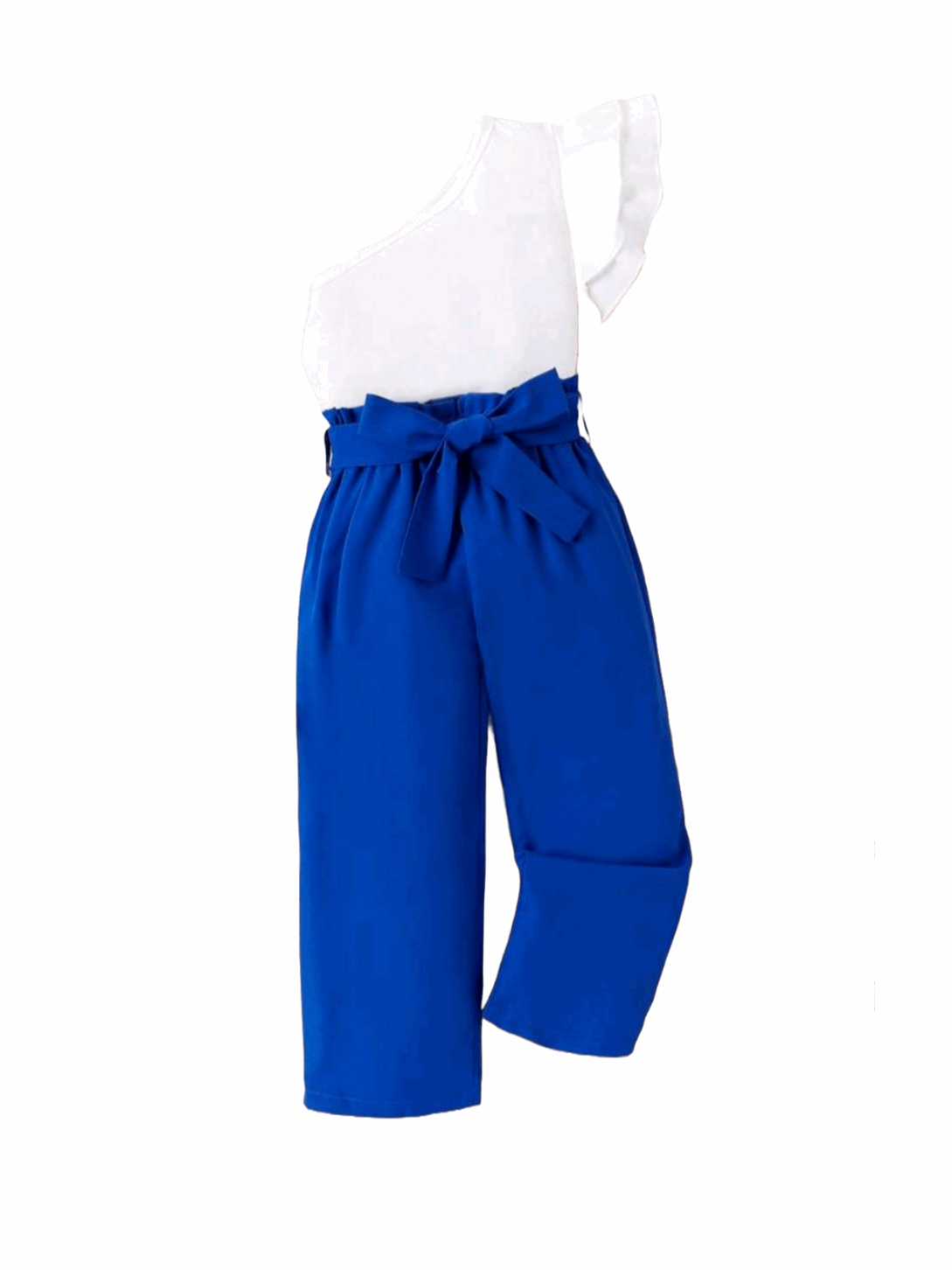 RUFFLE ONE-SHOULDER TOP w/ HIGH-WAIST PANT