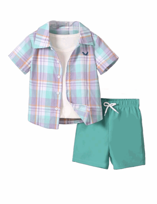 COOL PLAID STYLISH KIDS SUMMER OUTFIT