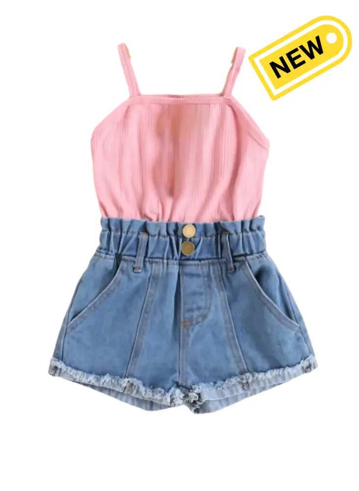 Spegetti Strap Haltertop Jeans Romper One Piece