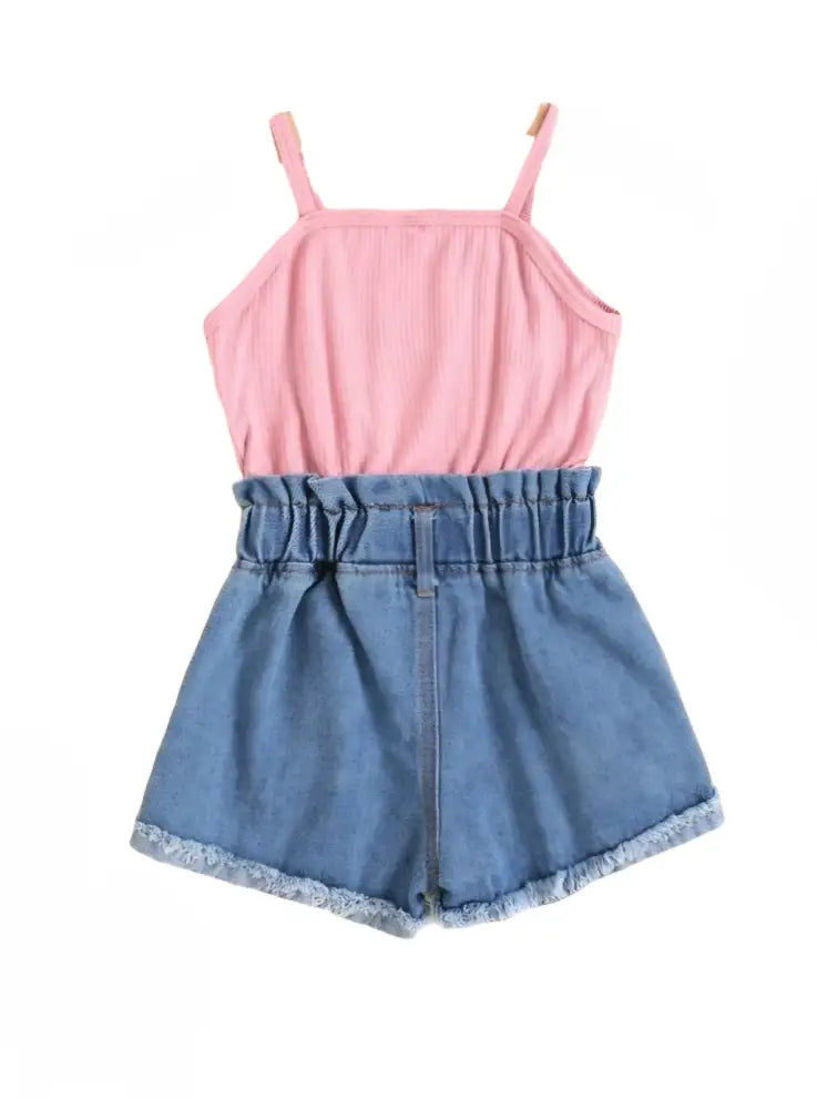 Spegetti Strap Haltertop Jeans Romper One Piece