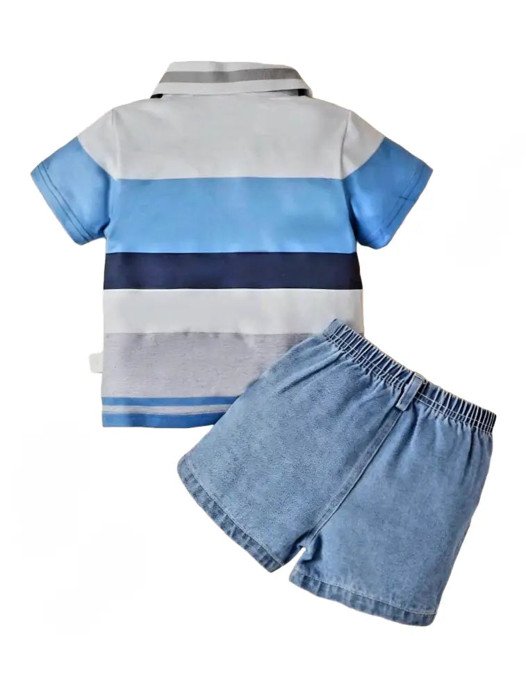 Striped Polo & Demin Boys Set Outfit Set