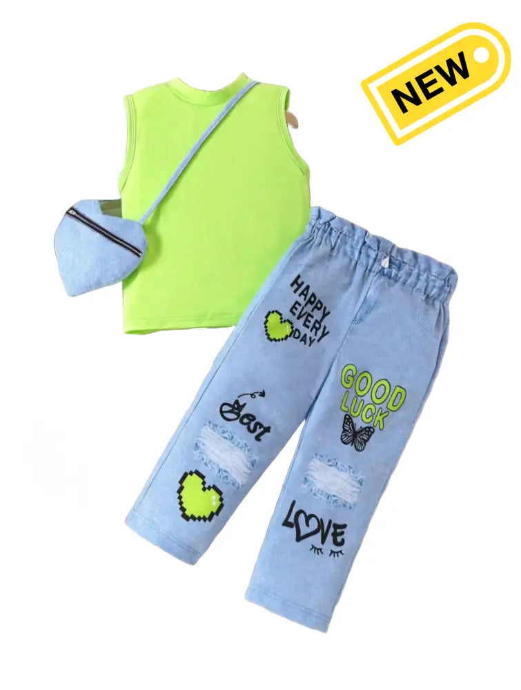 Sunny Smiles Neon Top & Grafgiti Tights Set Outfit Set